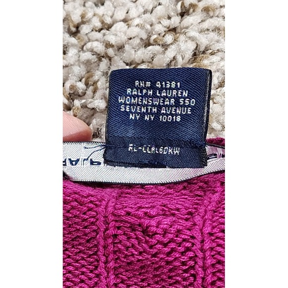 Ralph Lauren Sport Womens Pink Fushia Sweater Size Large BluePony Cable Knit Top - Picture 5 of 10